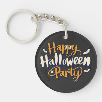 Halloween-Party-Text mit Fledermäusen und Spinnenn Schlüsselanhänger