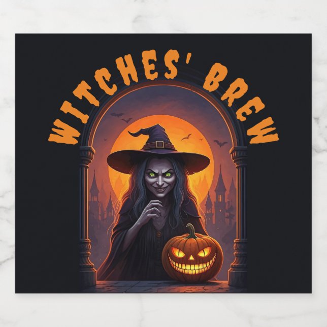 Halloween-Party Theme — Hexenbrauen Bierflaschenetikett (Einzelnes Label)