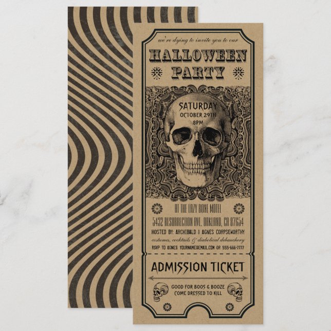Halloween-Party Ticket Einladungen Steampunk Kraft (Vorne/Hinten)