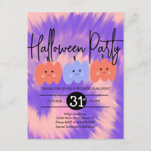 Halloween-Party-Tie-Dye-Kürbis Handgezeichnet  Einladungspostkarte