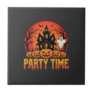 Halloween-Party-Time-Geist-Kürbis-Design_1 Fliese