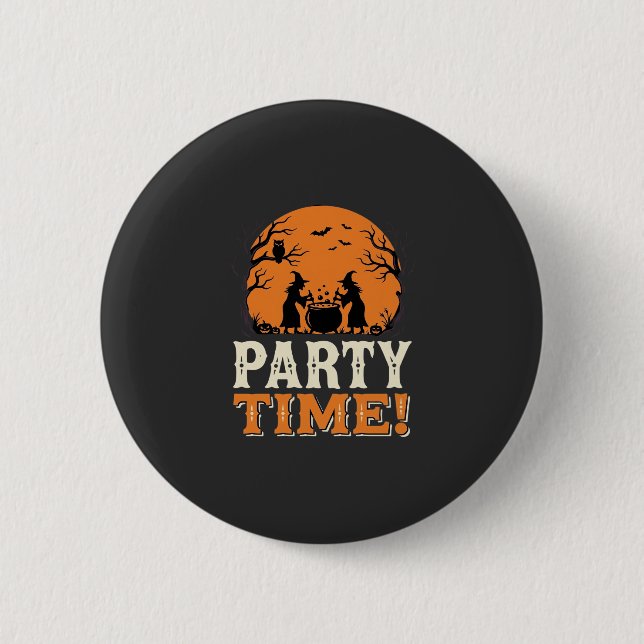 Halloween-Party-Time-Hexenkessel-Design_1 Button (Vorderseite)