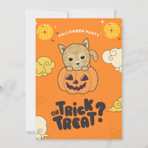 Halloween-Party Trick oder Behandlung Katzen Pumki Feiertagskarte