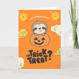 Halloween-Party Trick oder Behandlung Sloth Pumkin Feiertagskarte