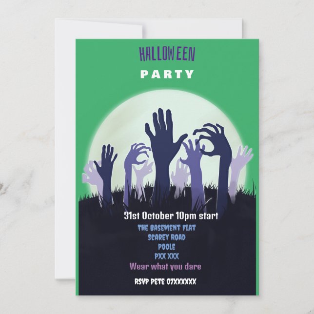 Halloween-Party Trick oder Trete Einladung (Vorderseite)