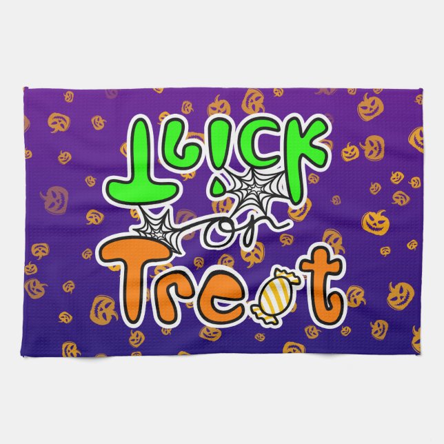 Halloween-Party Trick oder Trete Geschirrtuch (Horizontal)