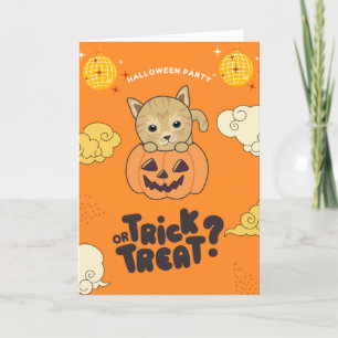 Halloween-Party Trick-or-Treat-Katze Kürbis Feiert Feiertagskarte