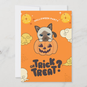Halloween-Party Trick-or-Treat Siamese Katze Kürbi Feiertagskarte