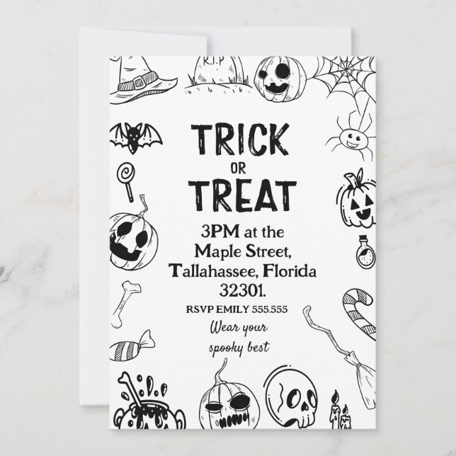 Halloween Party,Trick or Treat spooky Invitation (Devant)