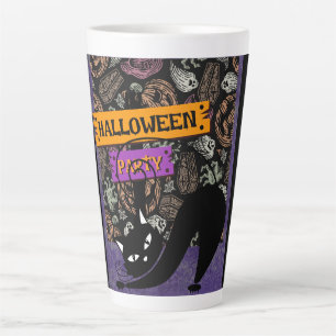 Halloween-Party und schwarze Katzen-Tasse Milchtasse