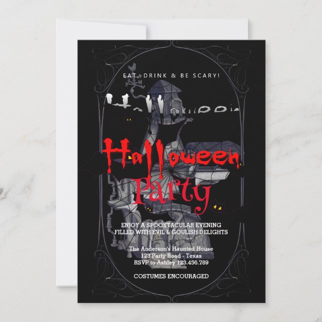 Halloween-Party Vintag Gothic House Einladung (Vorderseite)