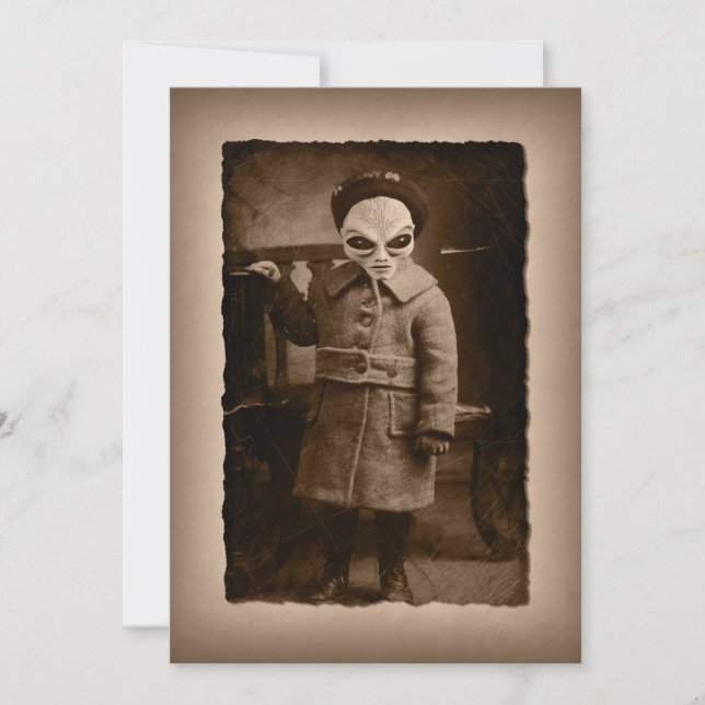 Halloween-Party Vintage Alien Kleinkinder Einladung (Vorderseite)