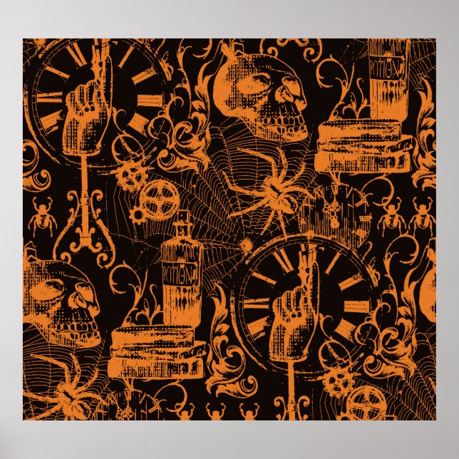 Halloween-Party: Vintages Urlaubsplaner. Poster (Vorne)