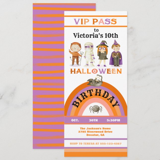 Halloween-Party VIP-Pass Einladung (Vorne/Hinten)