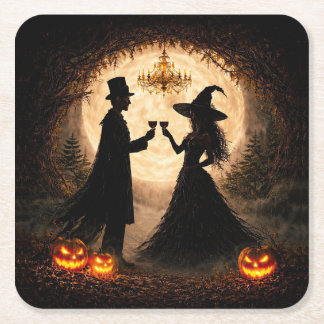 Halloween-Party Wein Thema Rechteckiger Pappuntersetzer