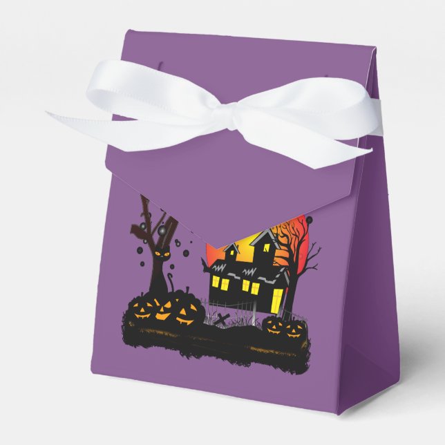 Halloween-Party Zeit in Lila Geschenkschachtel (Vorderseite)