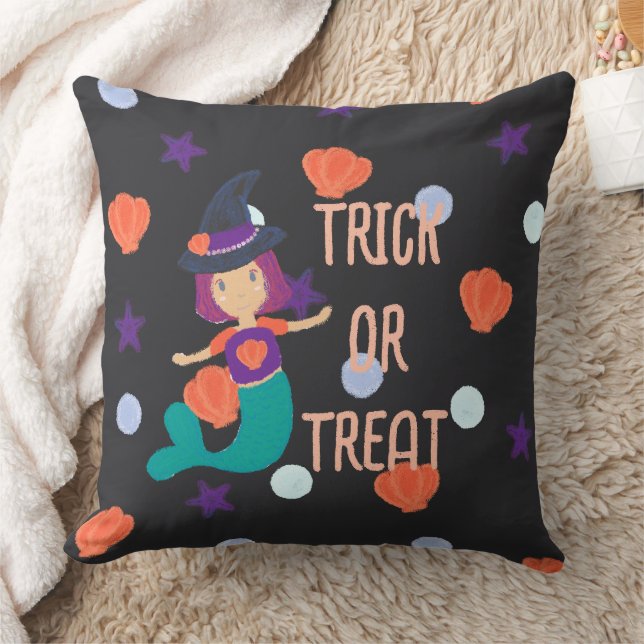 Halloween Pastel Mermaid Witch Trick oder Treat Kissen (Decke)