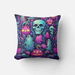 Halloween Pastel Skulls und Pumpkins Kissen
