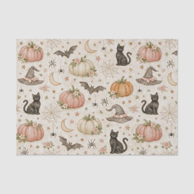 Halloween-Pastell-Kürbisse Seidenpapier (Vorderseite)