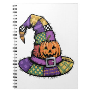 Halloween Patchwork Hexenhut Gruselig Notizblock