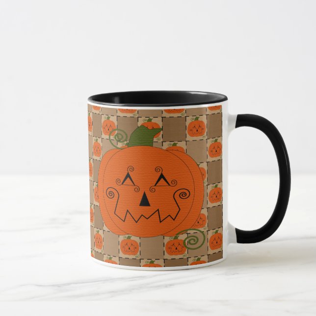 Halloween-Patchwork-Kürbis-Tasse Tasse (Rechts)