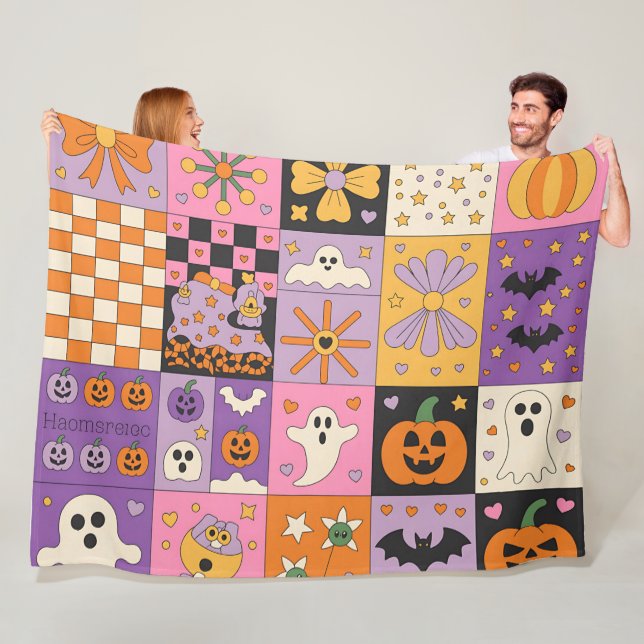 Halloween Patchwork Pattern - Feierliche Plätze Fleecedecke (Beispiel)