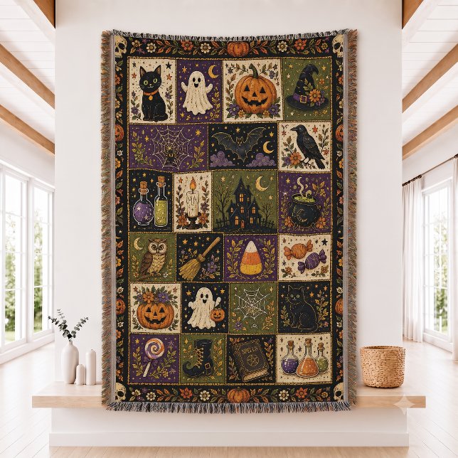 Halloween-Patchwork-Quilt-Set Gewebte Wurfdecke Decke (Von Creator hochgeladen)