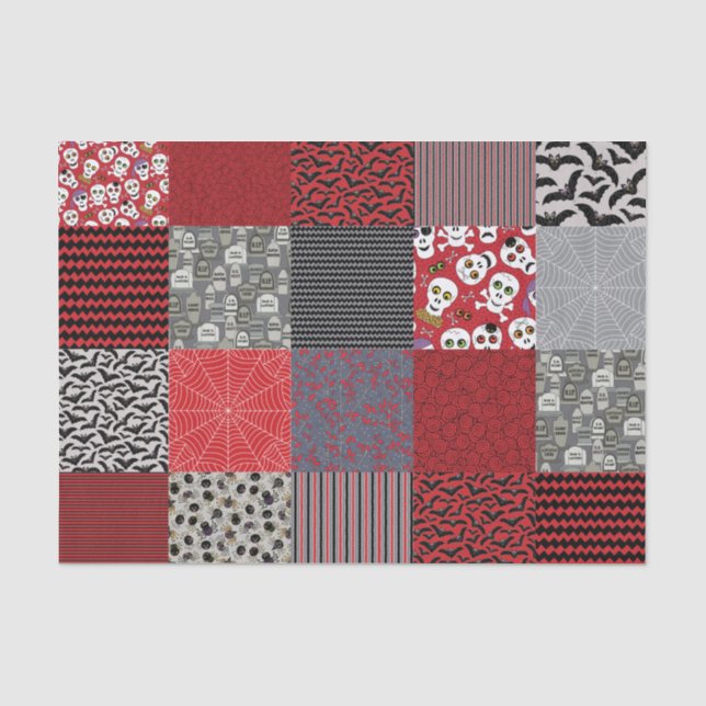 Halloween-Patchwork rot, Grau und Schwarzes Seidenpapier (Vorderseite)