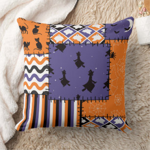 Halloween Patchwork sorcières Chats Jeter oreiller