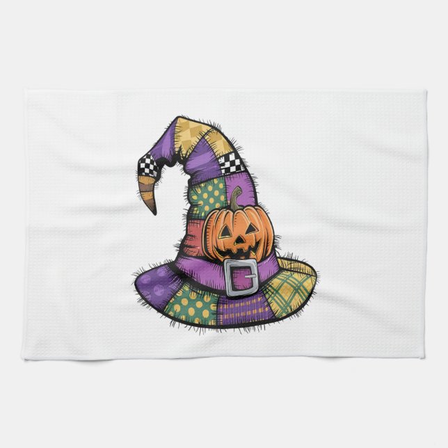 Halloween Patchwork Witch Hat Spooky Geschirrtuch (Horizontal)