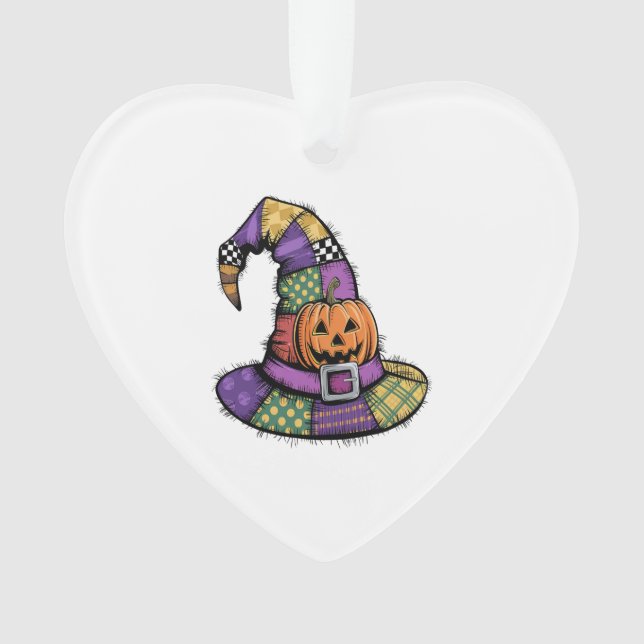 Halloween Patchwork Witch Hat Spooky Ornament (Vorderseite)