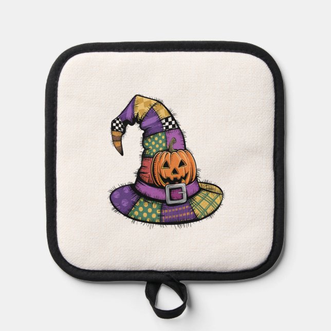 Halloween Patchwork Witch Hat Spooky Topflappen (Vorderseite)
