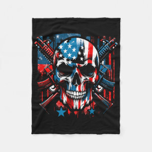 Halloween Patriotic Skeleton American Flag 4. Fleecedecke