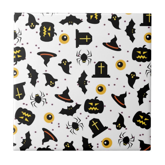 Halloween Pattern Fliese (Vorderseite)