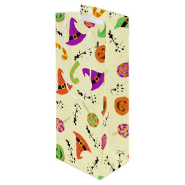 Halloween-Pattern Gelber Hintergrund Weinbeutel Geschenktüte Für Weinflaschen