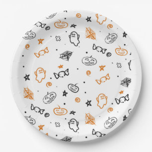 Halloween Pattern Hintergrund Pappteller