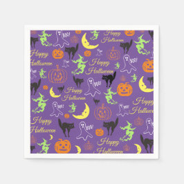 Halloween Pattern Lila Serviette