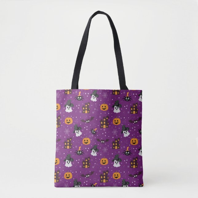 Halloween Pattern Lila Tasche (Vorderseite)