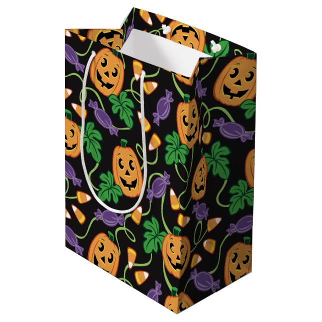 HALLOWEEN PATTERN MITTLERE GESCHENKTÜTE (Rückseite Schrägansicht)