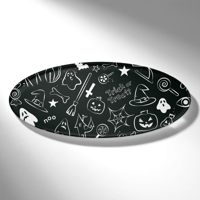 Halloween Pattern Namenschild (Vorderseite)