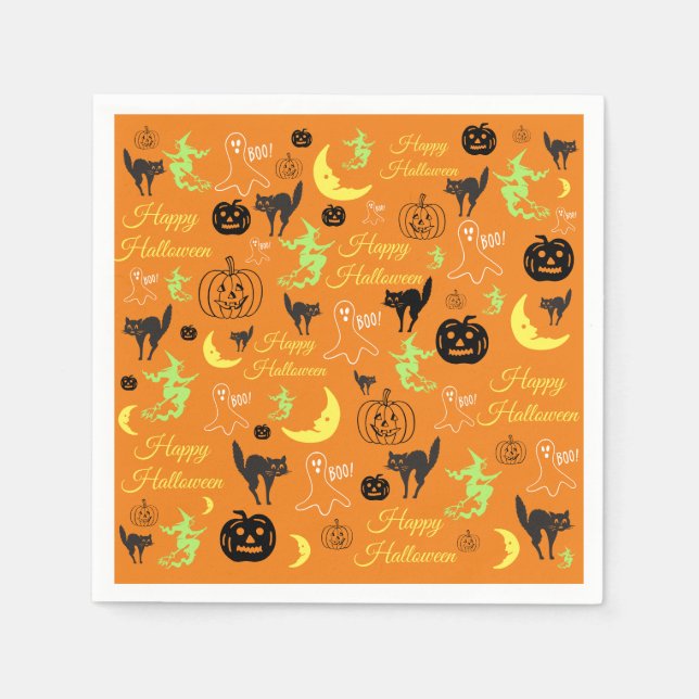 Halloween Pattern Orange Serviette (Vorderseite)