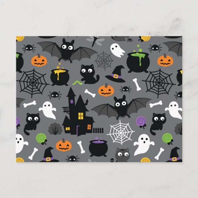 Halloween Pattern Postkarte (Vorderseite)