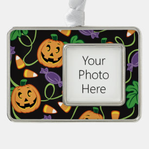 HALLOWEEN PATTERN Rahmen-Ornament SILBER