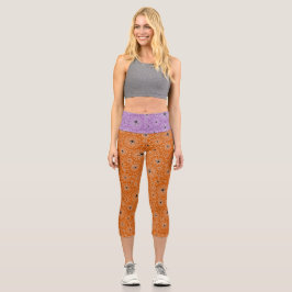 Halloween Pattern | Spinnen auf Spinnennetzen Capri Leggings
