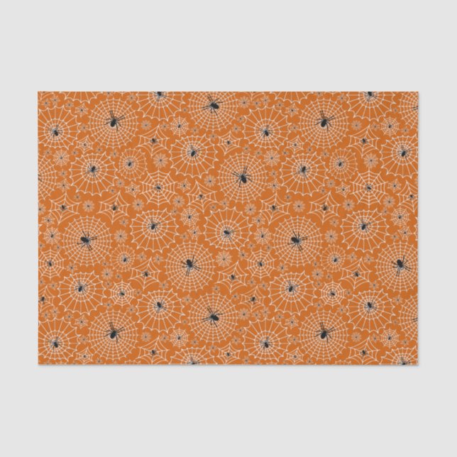 Halloween Pattern | Spinnen auf Spinnennetzen Seidenpapier (Vorderseite)