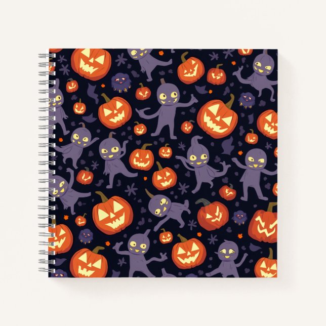 Halloween Pattern Square Note Notizbuch (Vorderseite)