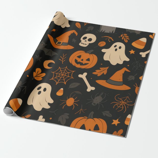 Halloween Pattern Wrapping Paper Geschenkpapier (Ungerollt)