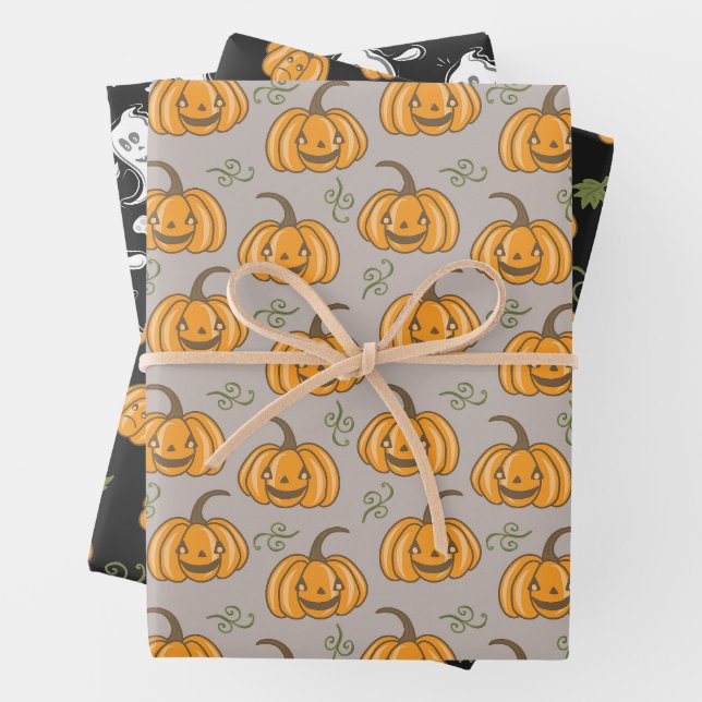 Halloween Patterns Geister und Kürpen Geschenkpapier Set (Beispiel)