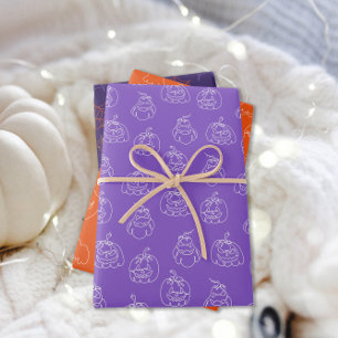Halloween Patterns Ghost Pumpkins Spiderweb Geschenkpapier Set