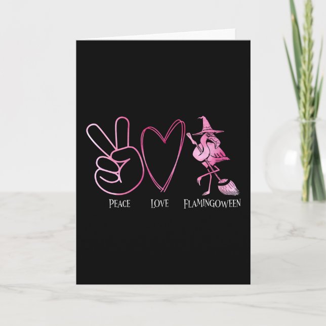Halloween Peace Liebe Flamingoween Flamingo Pink Karte (Vorderseite)